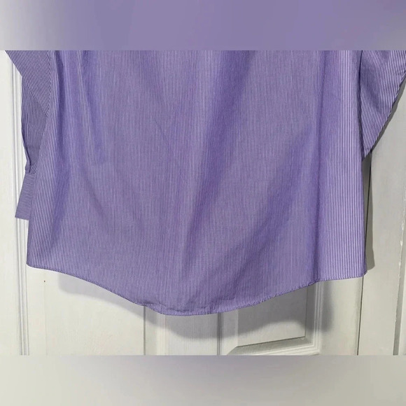 Van Heusen Fitted Button Down Shirt, Purple & White Stripes - Picture 6 of 10
